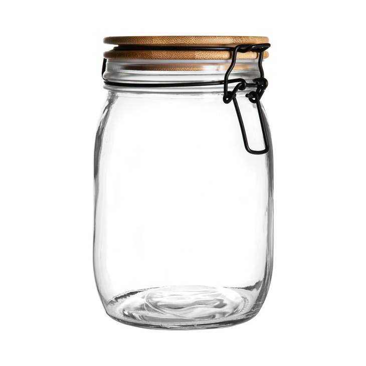 1L Glass Jar - Wooden Lid