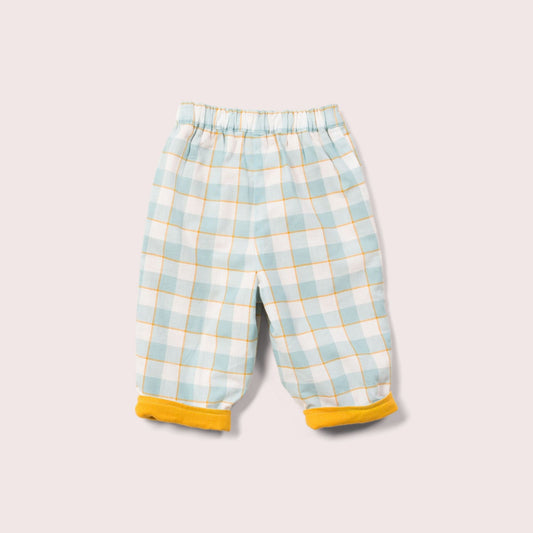 LGR Gold & Blue Reversible Checkered Pull On Trousers
